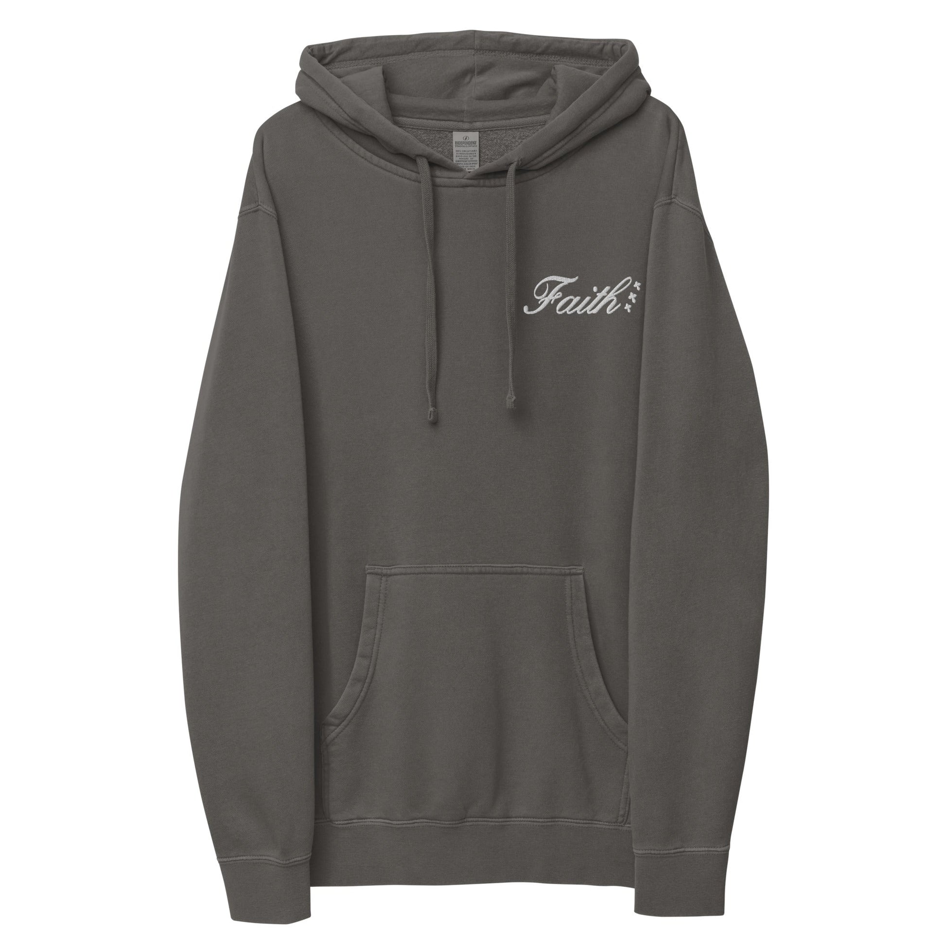 Embroidered Holy Trinity "Faith" Set Unisex Pigment Dyed Hoodie - Faith, Can Apparel