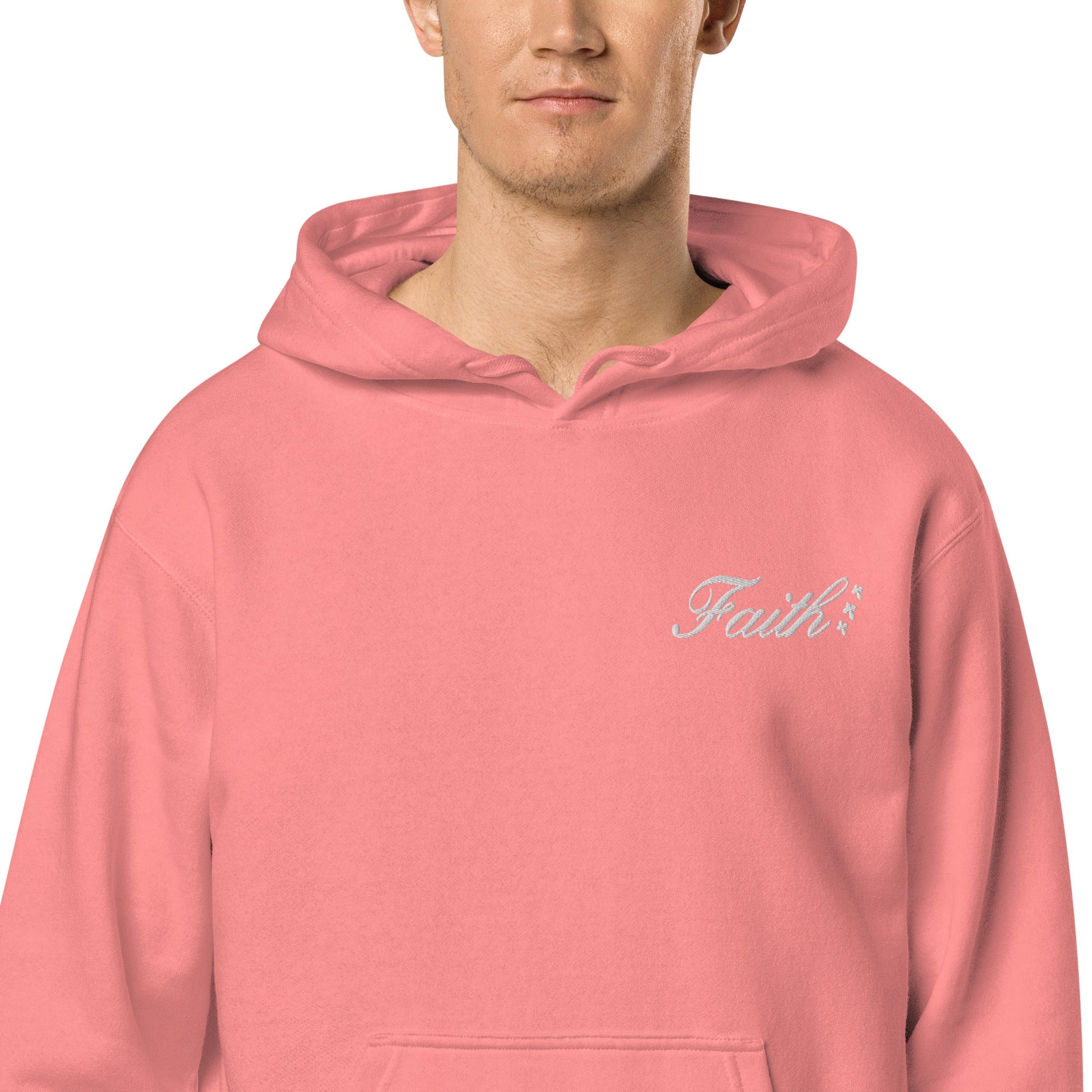 Embroidered Holy Trinity "Faith" Set Unisex Pigment Dyed Hoodie - Faith, Can Apparel