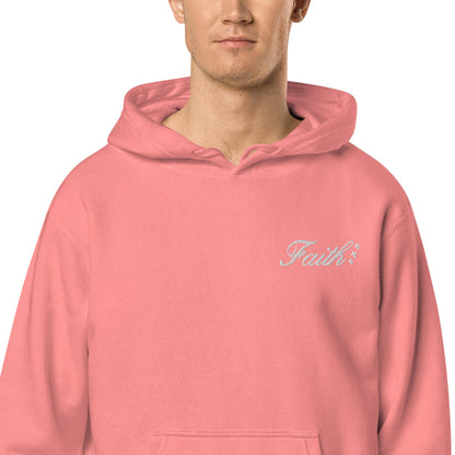 Embroidered Holy Trinity "Faith" Set Unisex Pigment Dyed Hoodie - Faith, Can Apparel