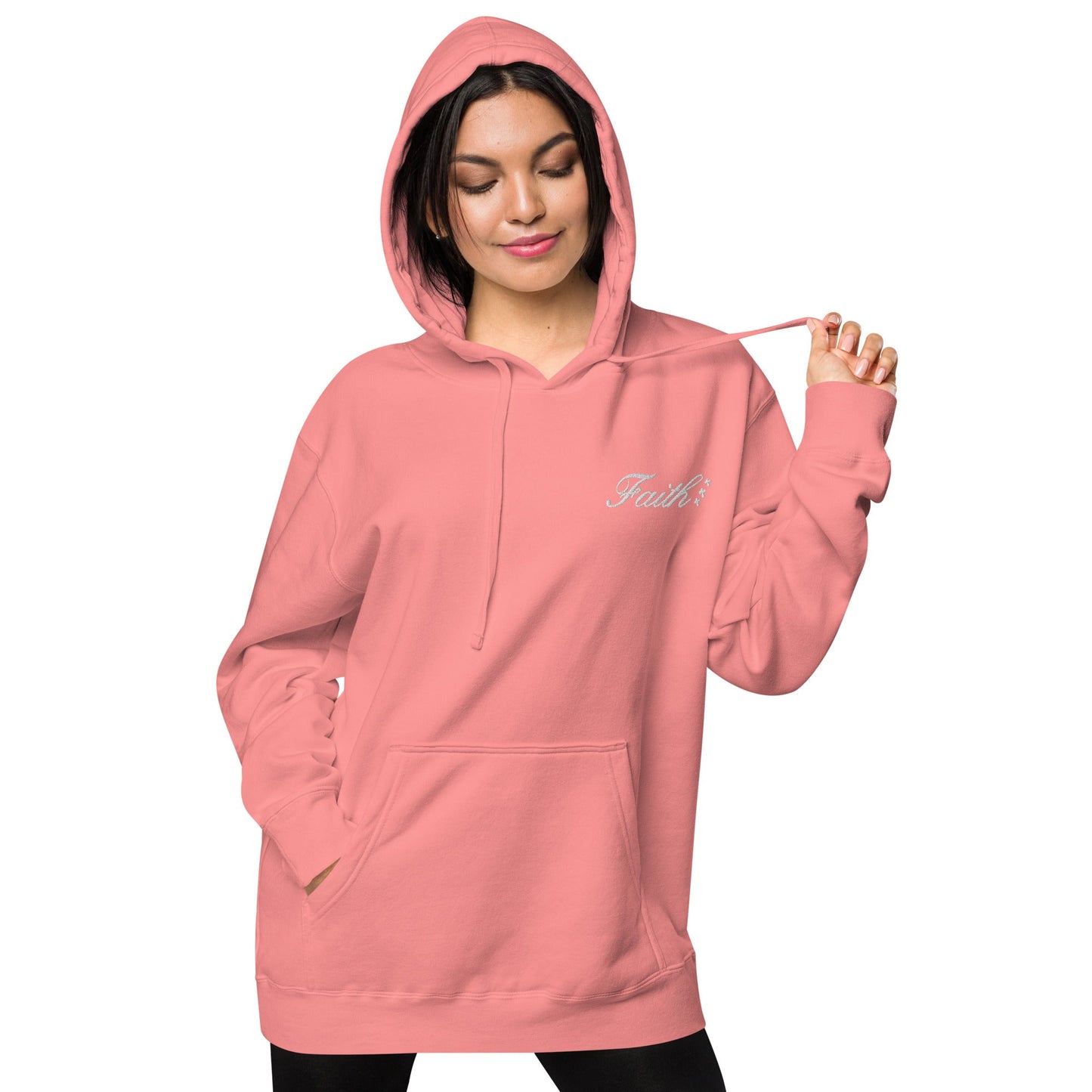 Embroidered Holy Trinity "Faith" Set Unisex Pigment Dyed Hoodie - Faith, Can Apparel