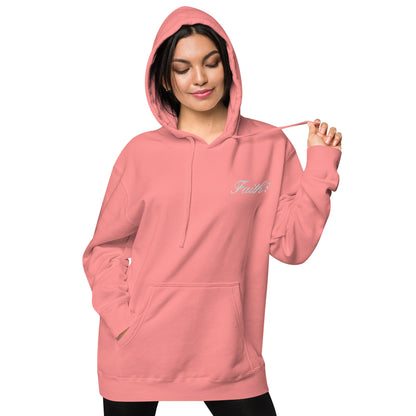 Embroidered Holy Trinity "Faith" Set Unisex Pigment Dyed Hoodie - Faith, Can Apparel