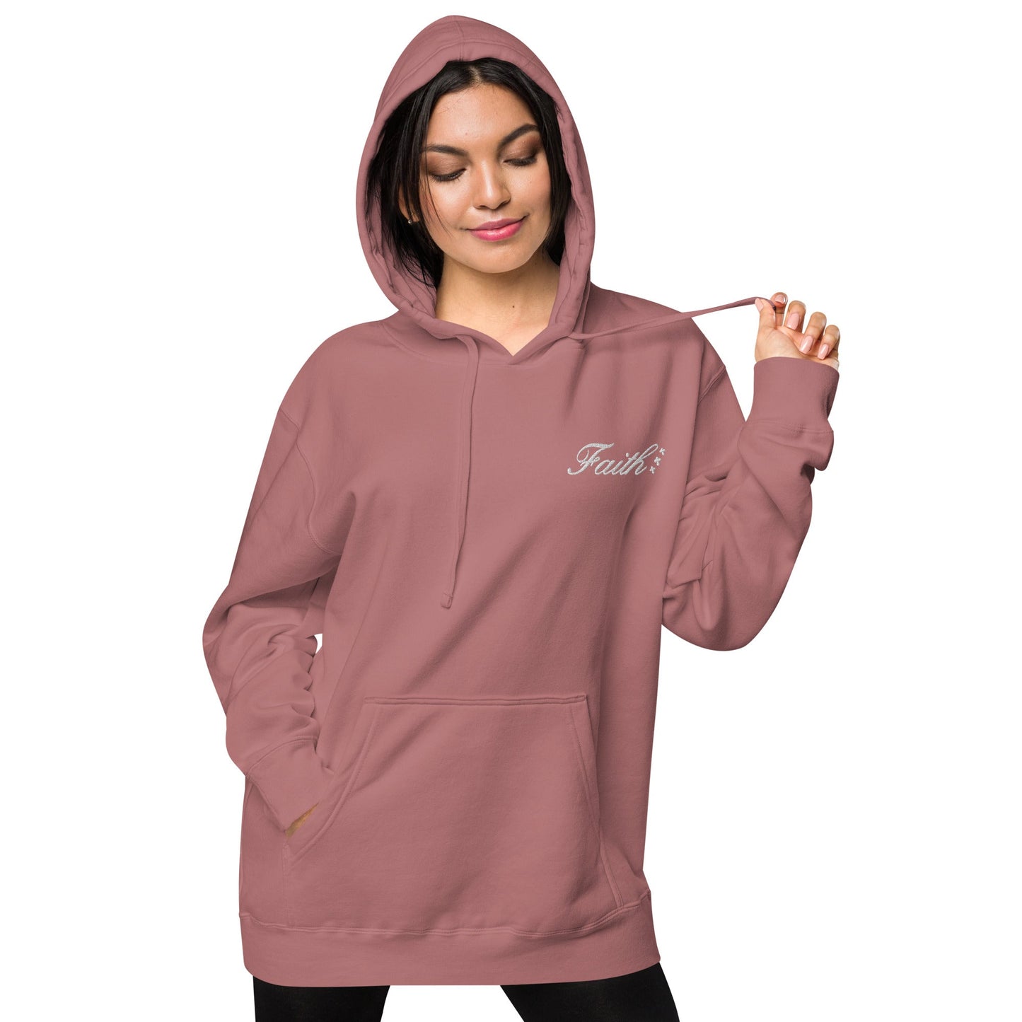 Embroidered Holy Trinity "Faith" Set Unisex Pigment Dyed Hoodie - Faith, Can Apparel