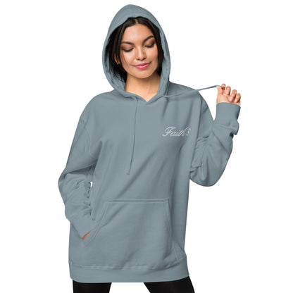 Embroidered Holy Trinity "Faith" Set Unisex Pigment Dyed Hoodie - Faith, Can Apparel