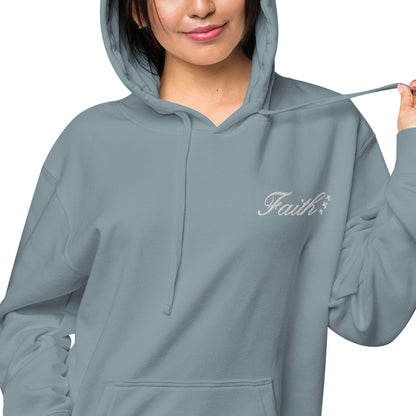 Embroidered Holy Trinity "Faith" Set Unisex Pigment Dyed Hoodie - Faith, Can Apparel