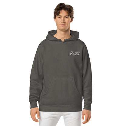 Embroidered Holy Trinity "Faith" Set Unisex Pigment Dyed Hoodie - Faith, Can Apparel