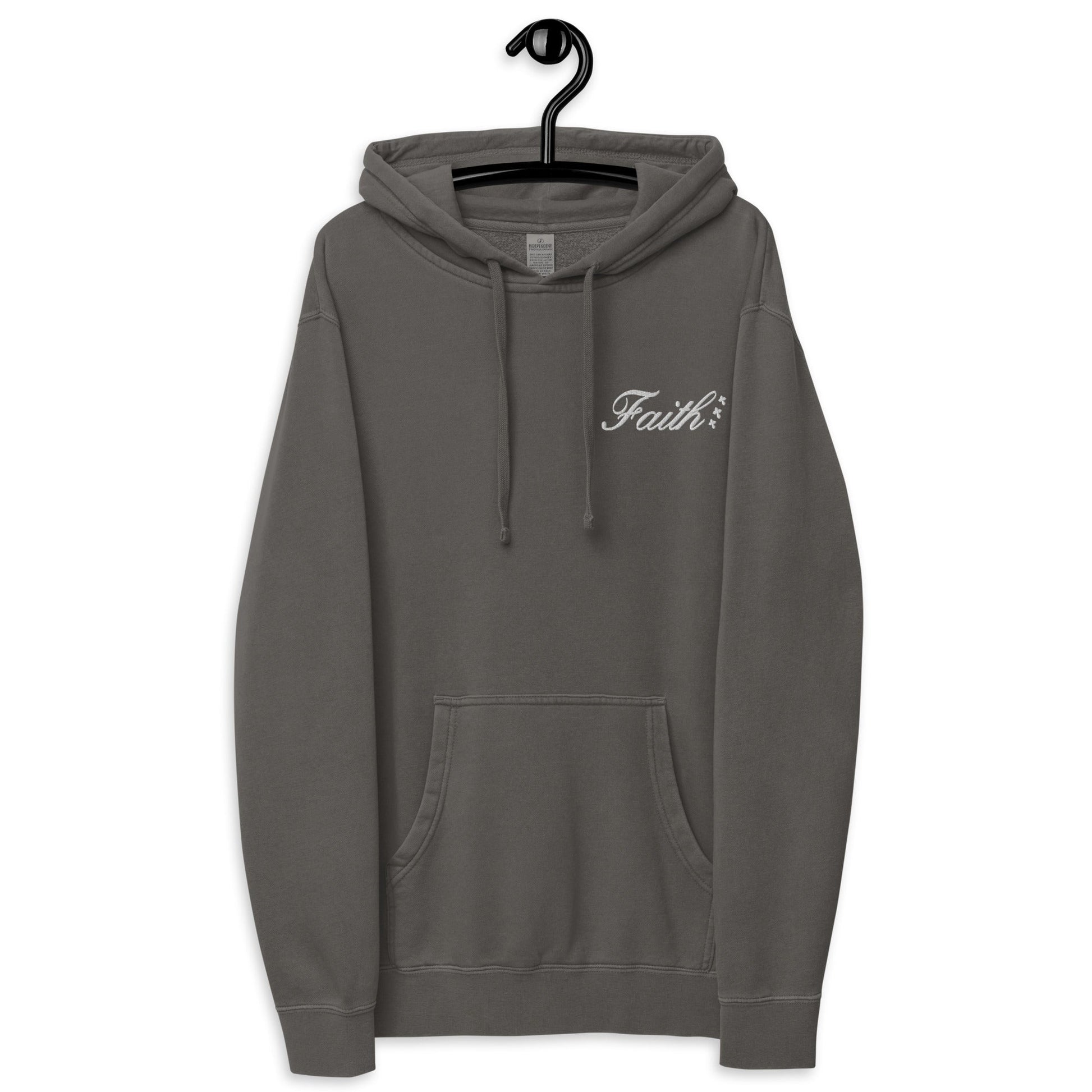 Embroidered Holy Trinity "Faith" Set Unisex Pigment Dyed Hoodie - Faith, Can Apparel