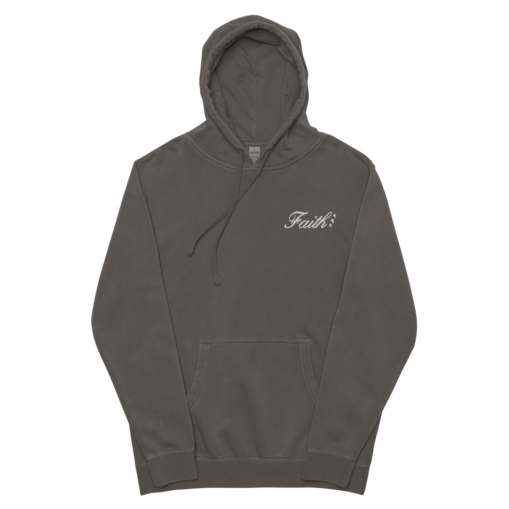 Embroidered Holy Trinity "Faith" Set Unisex Pigment Dyed Hoodie - Faith, Can Apparel
