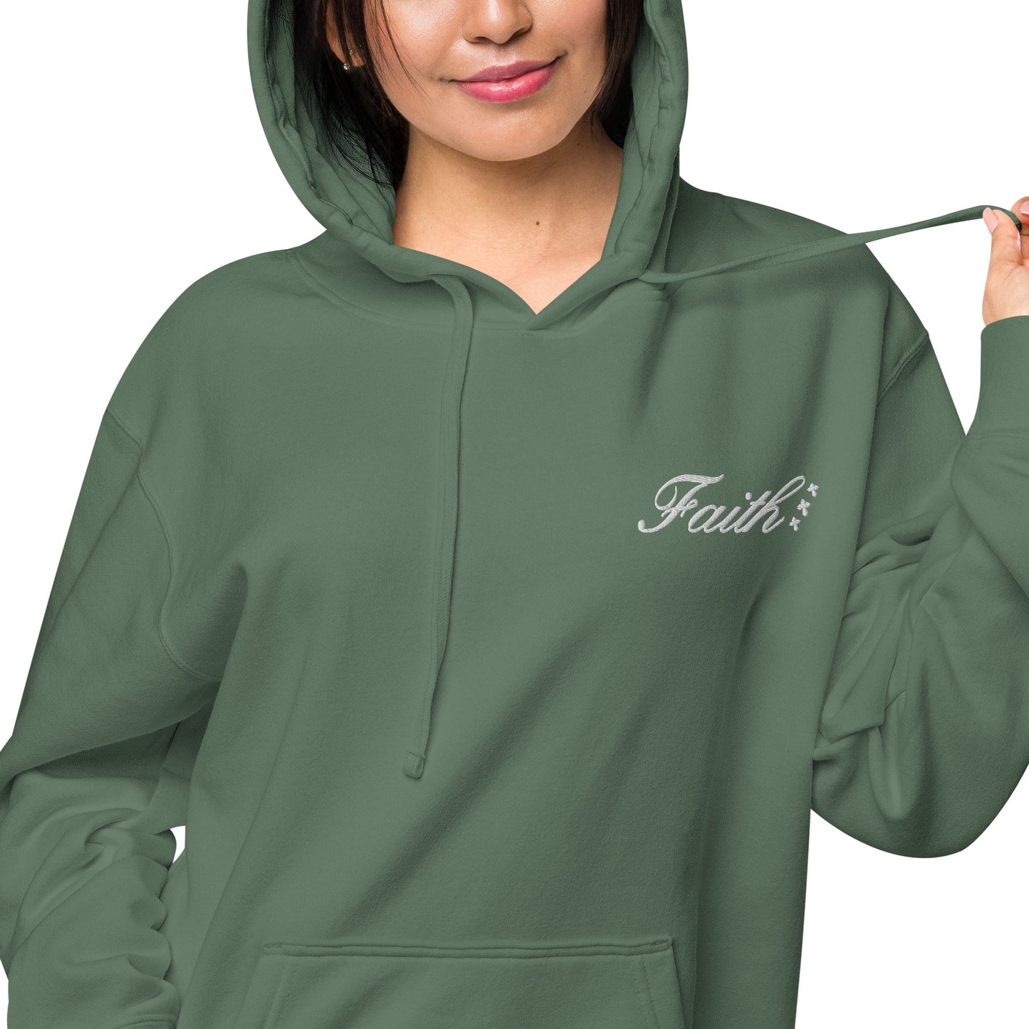 Embroidered Holy Trinity "Faith" Set Unisex Pigment Dyed Hoodie - Faith, Can Apparel