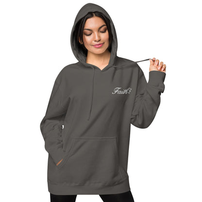 Embroidered Holy Trinity "Faith" Set Unisex Pigment Dyed Hoodie - Faith, Can Apparel