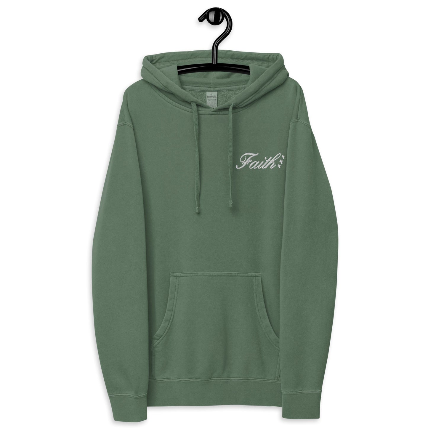 Embroidered Holy Trinity "Faith" Set Unisex Pigment Dyed Hoodie - Faith, Can Apparel