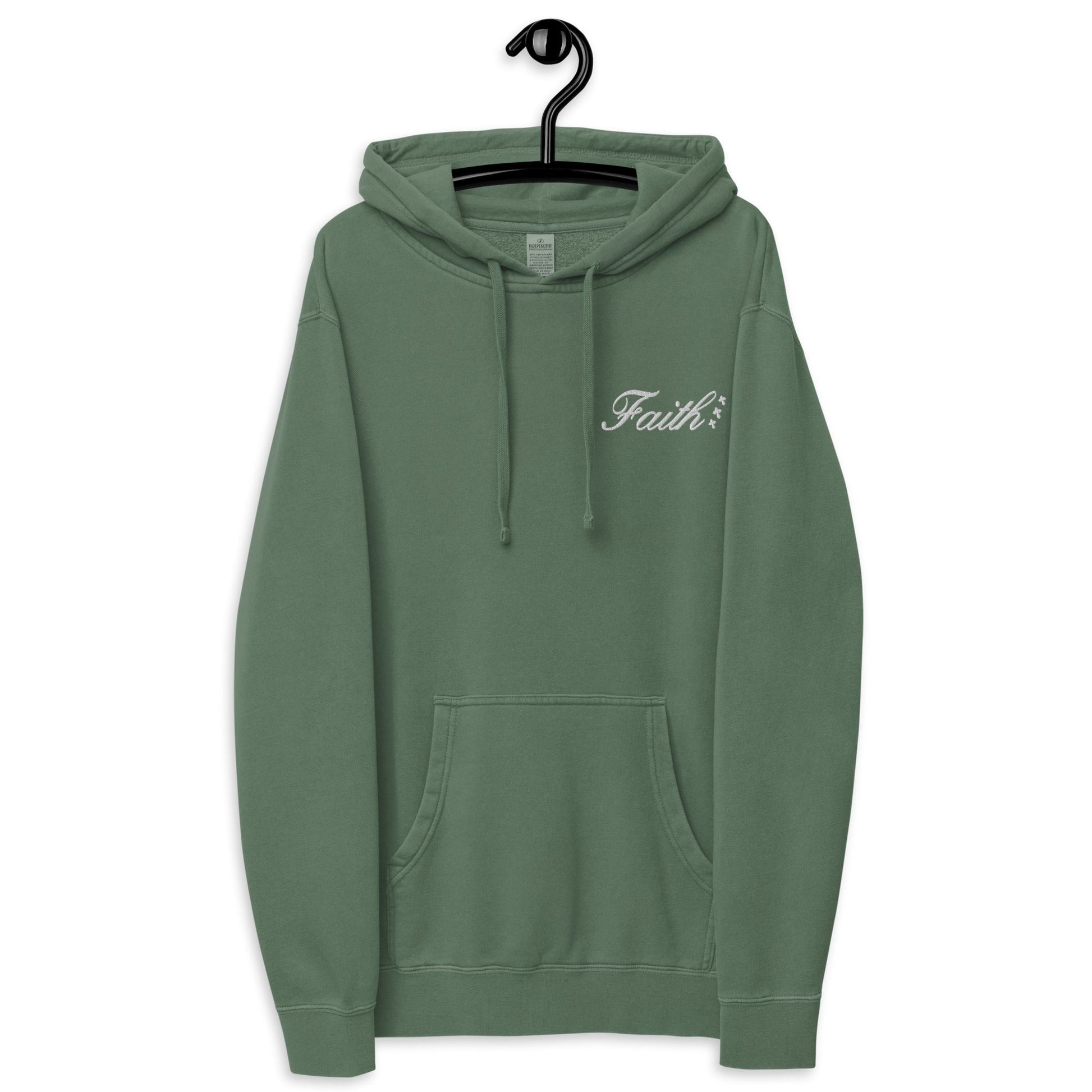 Embroidered Holy Trinity "Faith" Set Unisex Pigment Dyed Hoodie - Faith, Can Apparel