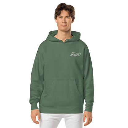 Embroidered Holy Trinity "Faith" Set Unisex Pigment Dyed Hoodie - Faith, Can Apparel
