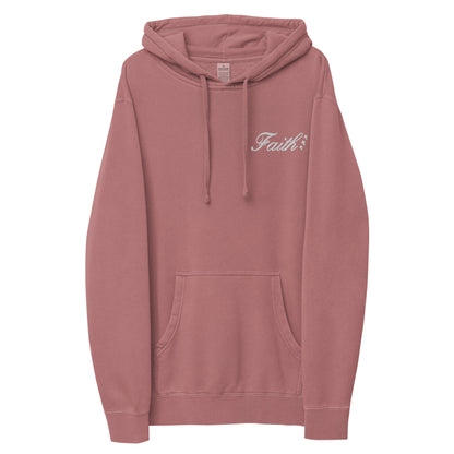 Embroidered Holy Trinity "Faith" Set Unisex Pigment Dyed Hoodie - Faith, Can Apparel