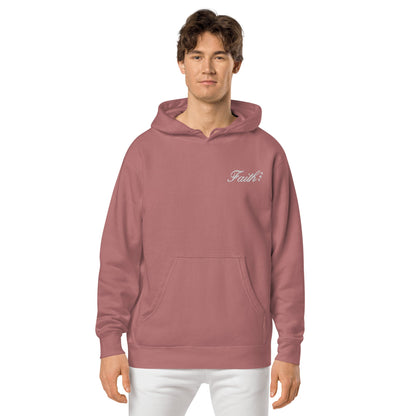 Embroidered Holy Trinity "Faith" Set Unisex Pigment Dyed Hoodie - Faith, Can Apparel