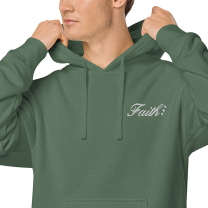 Embroidered Holy Trinity "Faith" Set Unisex Pigment Dyed Hoodie - Faith, Can Apparel