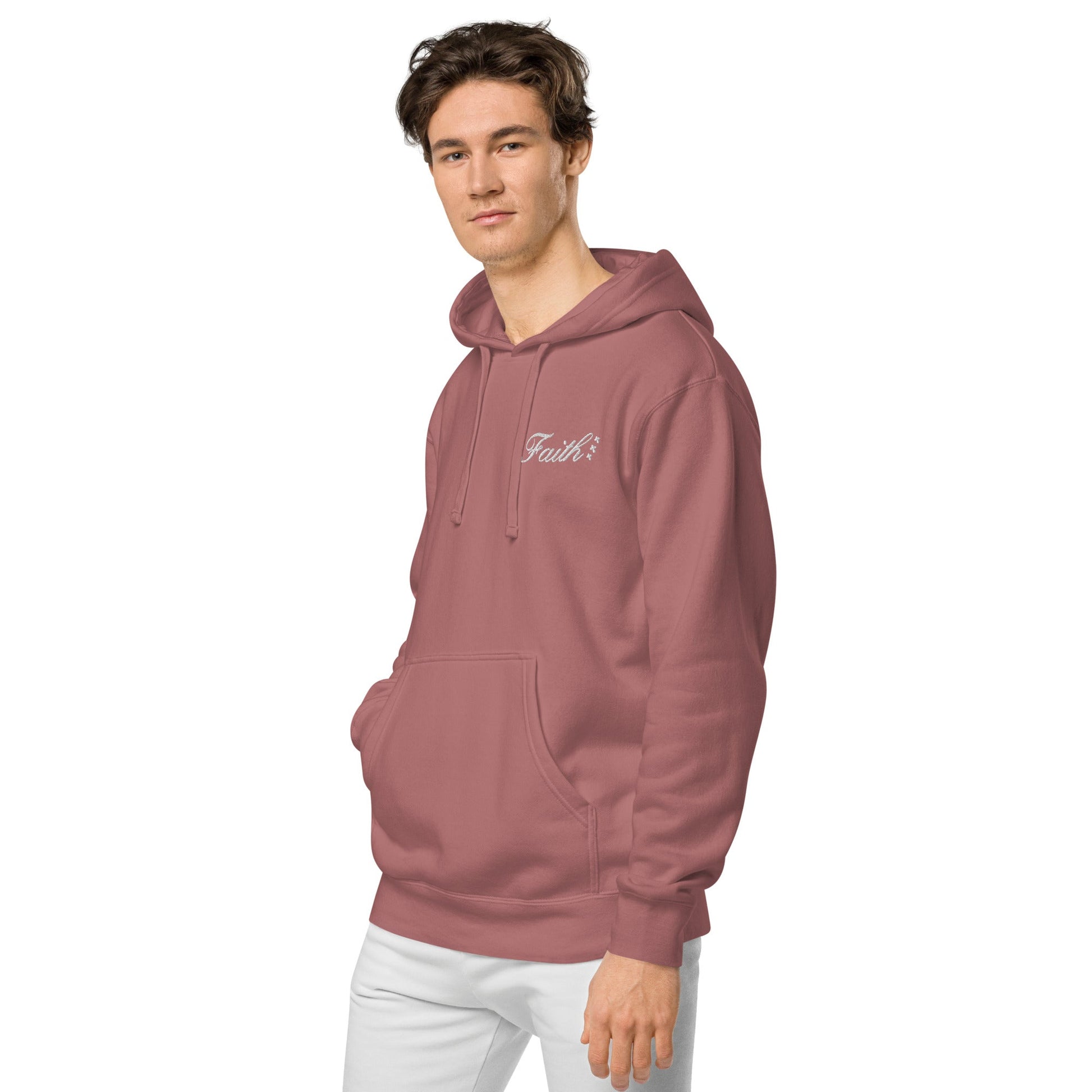 Embroidered Holy Trinity "Faith" Set Unisex Pigment Dyed Hoodie - Faith, Can Apparel