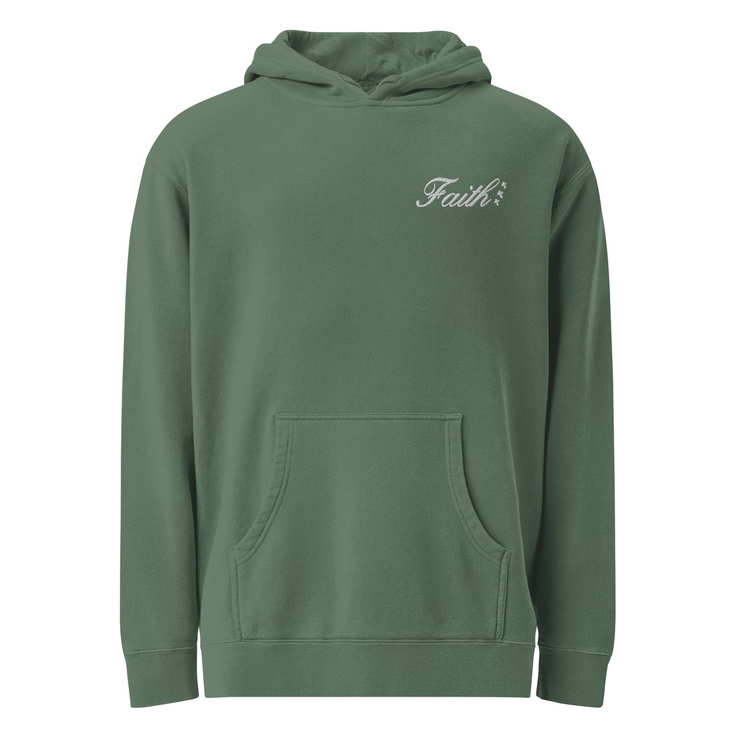 Embroidered Holy Trinity "Faith" Set Unisex Pigment Dyed Hoodie - Faith, Can Apparel