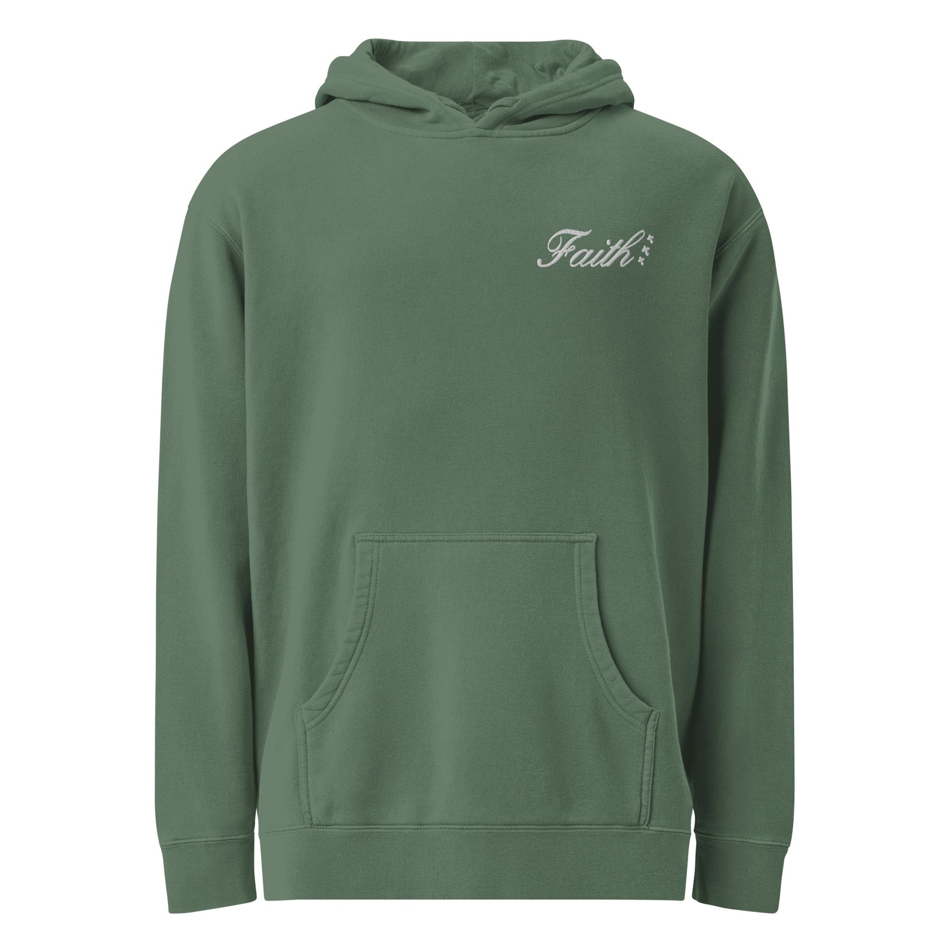Embroidered Holy Trinity "Faith" Set Unisex Pigment Dyed Hoodie - Faith, Can Apparel
