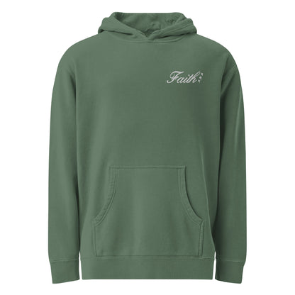 Embroidered Holy Trinity "Faith" Set Unisex Pigment Dyed Hoodie - Faith, Can Apparel