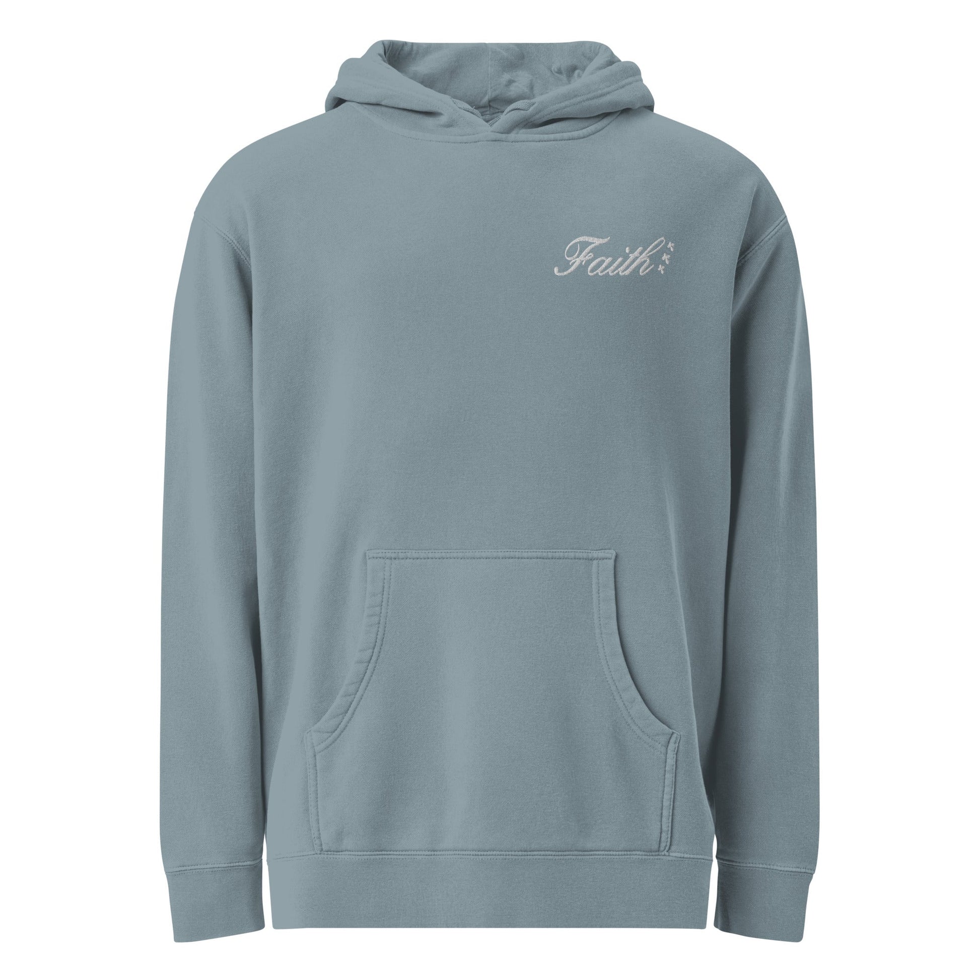 Embroidered Holy Trinity "Faith" Set Unisex Pigment Dyed Hoodie - Faith, Can Apparel