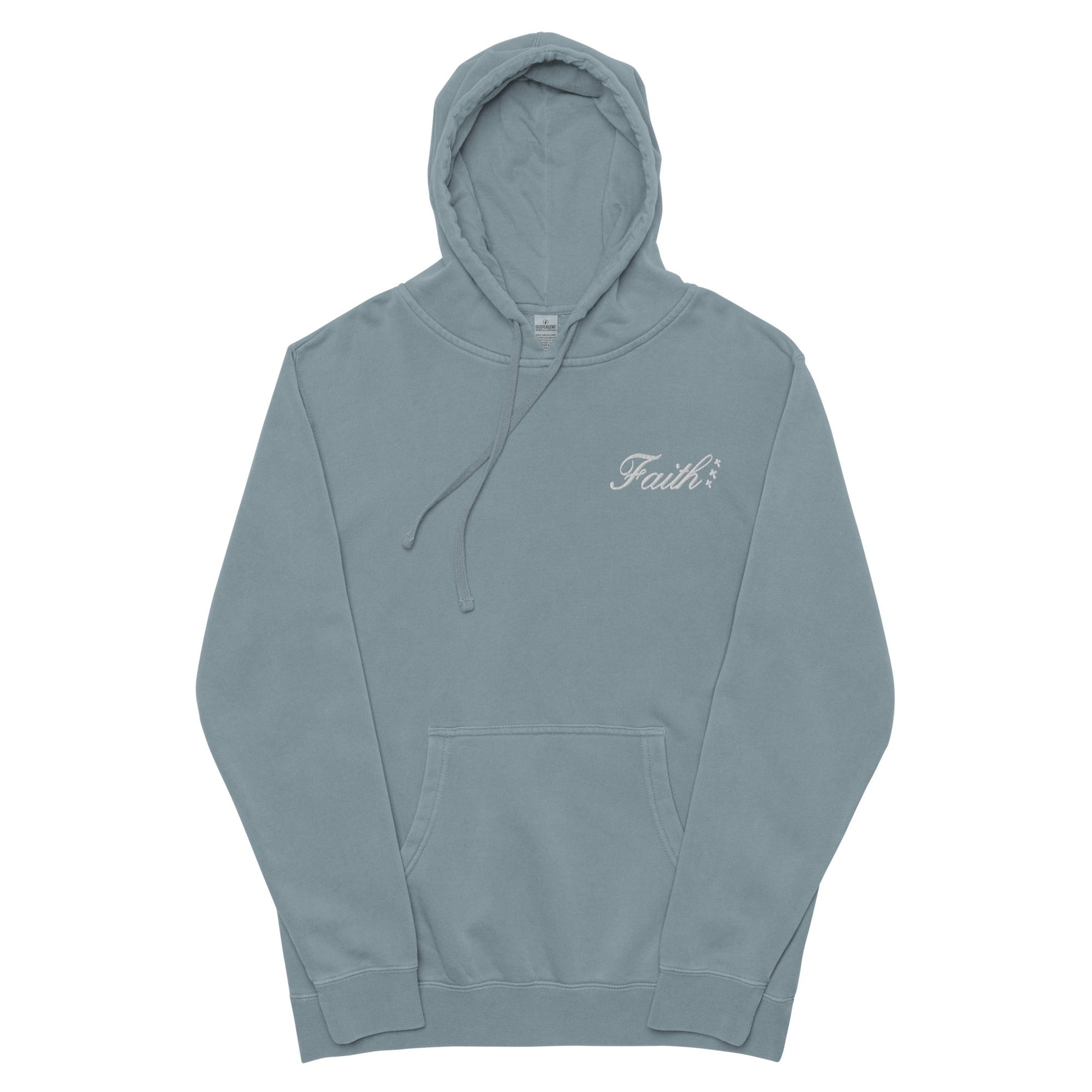 Embroidered Holy Trinity "Faith" Set Unisex Pigment Dyed Hoodie - Faith, Can Apparel