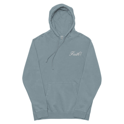 Embroidered Holy Trinity "Faith" Set Unisex Pigment Dyed Hoodie - Faith, Can Apparel