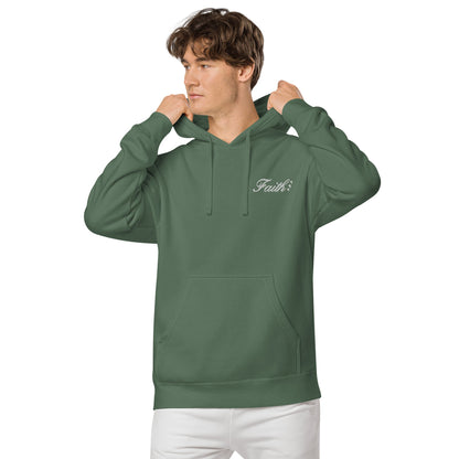Embroidered Holy Trinity "Faith" Set Unisex Pigment Dyed Hoodie - Faith, Can Apparel