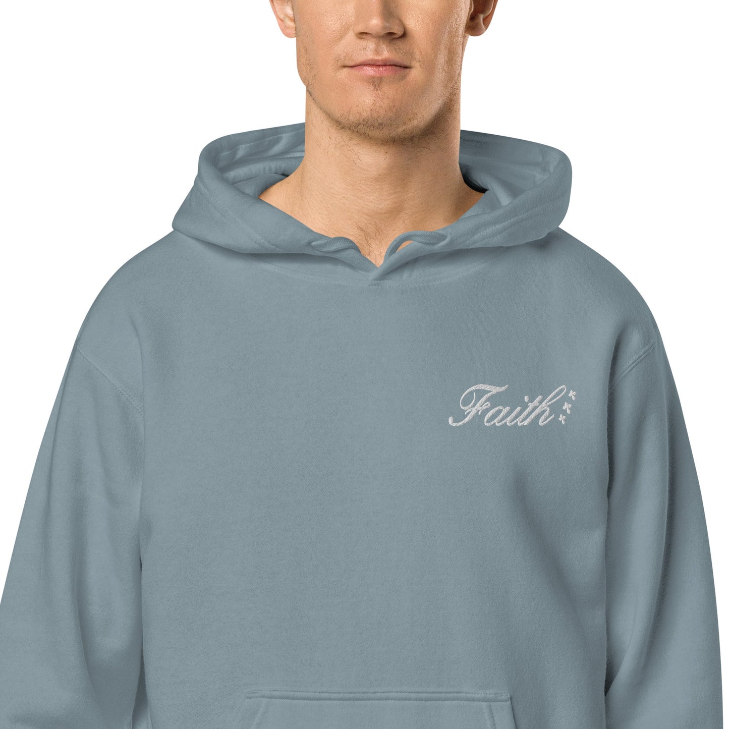 Embroidered Holy Trinity "Faith" Set Unisex Pigment Dyed Hoodie - Faith, Can Apparel