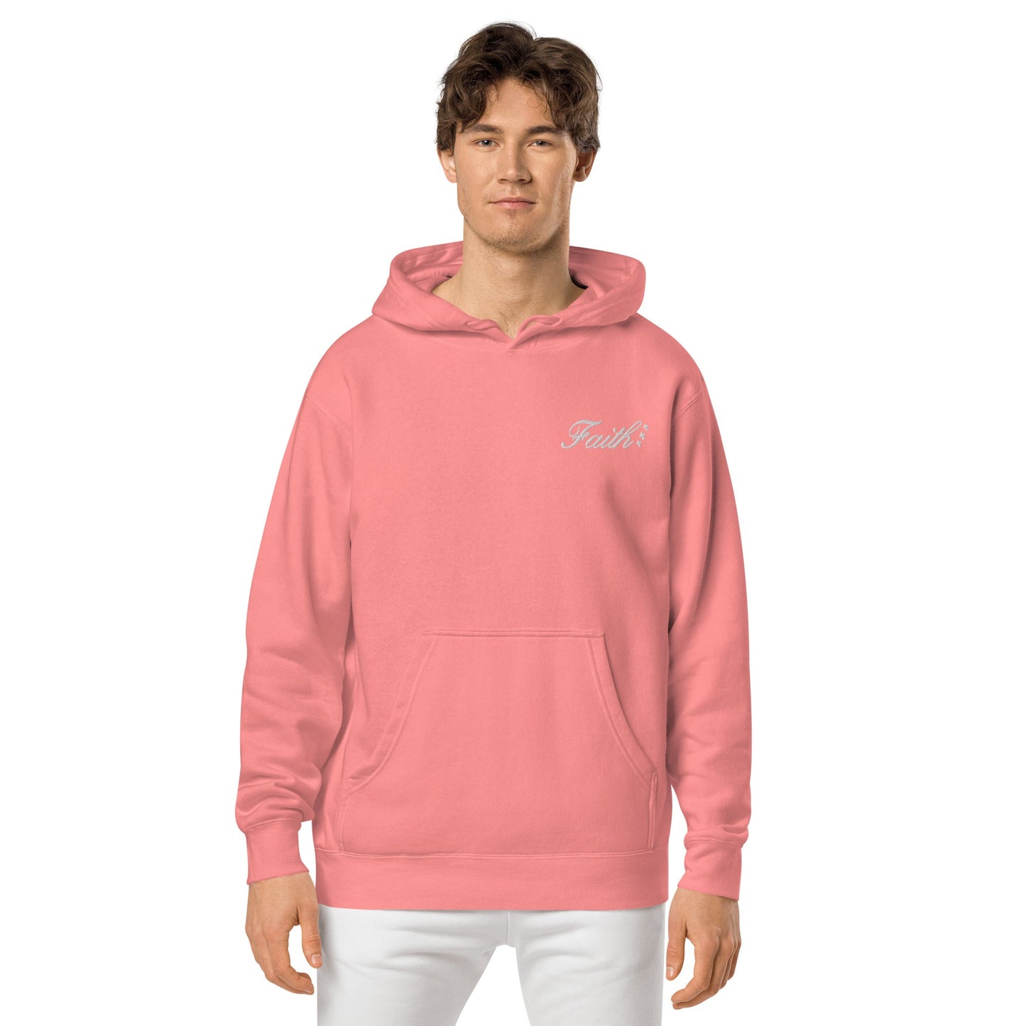 Embroidered Holy Trinity "Faith" Set Unisex Pigment Dyed Hoodie - Faith, Can Apparel