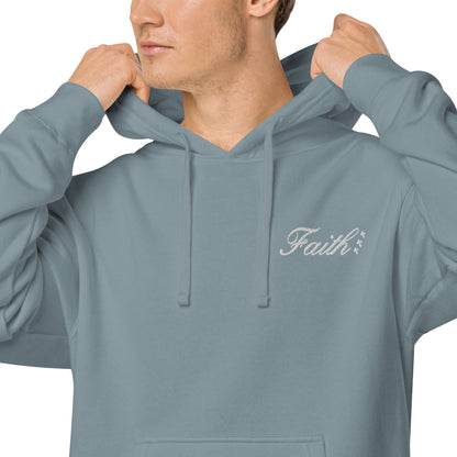 Embroidered Holy Trinity "Faith" Set Unisex Pigment Dyed Hoodie - Faith, Can Apparel