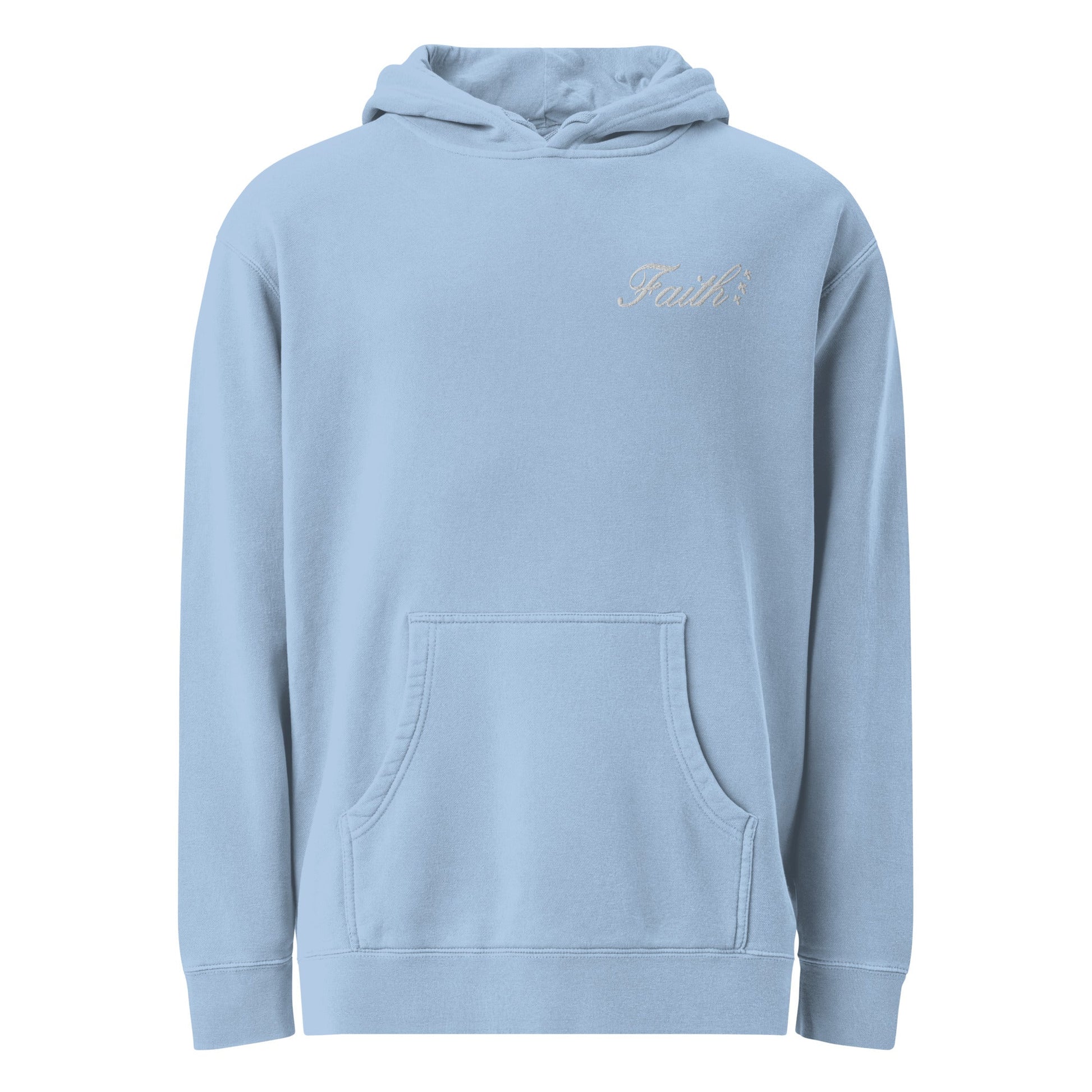Embroidered Holy Trinity "Faith" Set Unisex Pigment Dyed Hoodie - Faith, Can Apparel