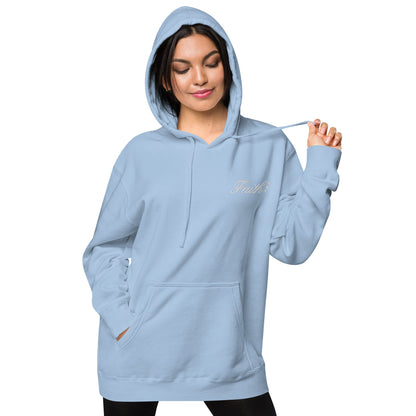 Embroidered Holy Trinity "Faith" Set Unisex Pigment Dyed Hoodie - Faith, Can Apparel