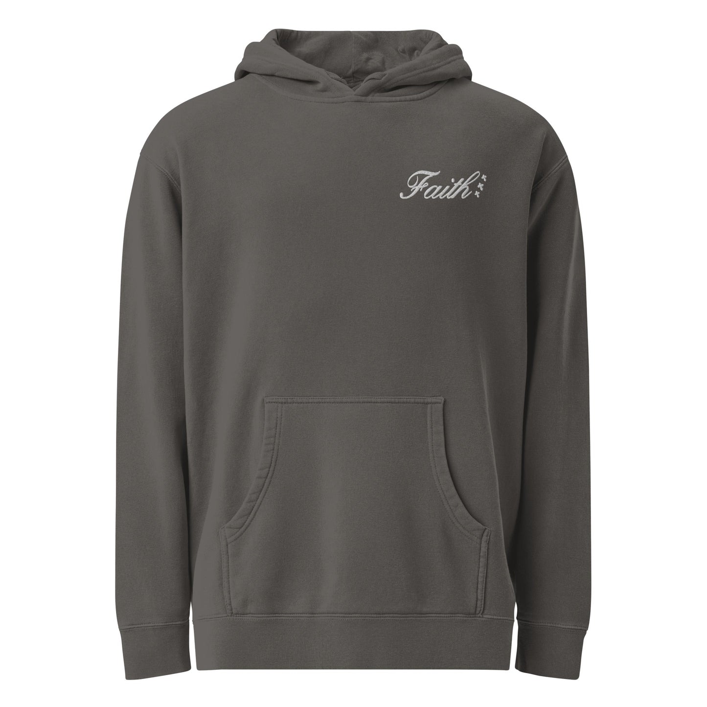 Embroidered Holy Trinity "Faith" Set Unisex Pigment Dyed Hoodie - Faith, Can Apparel