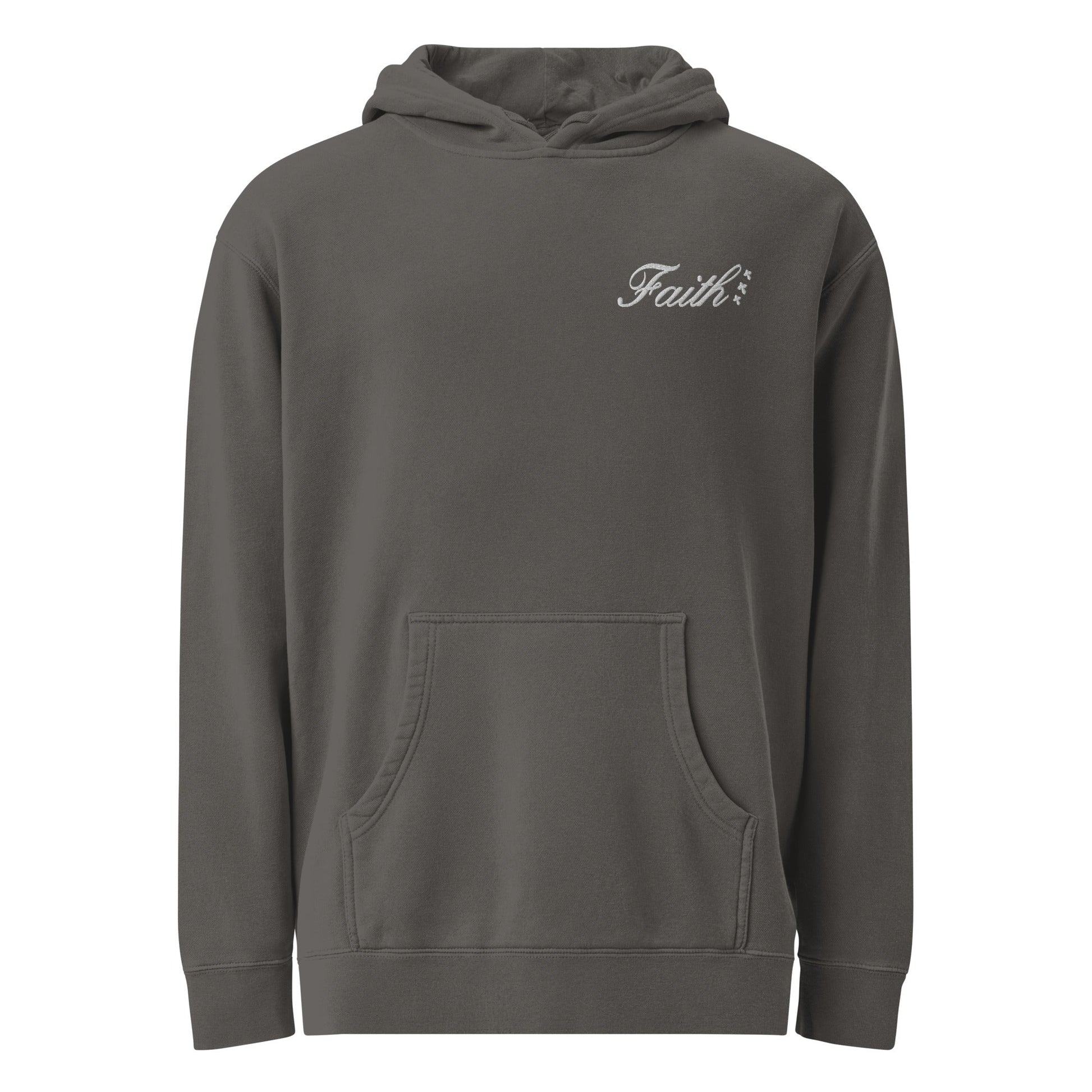 Embroidered Holy Trinity "Faith" Set Unisex Pigment Dyed Hoodie - Faith, Can Apparel