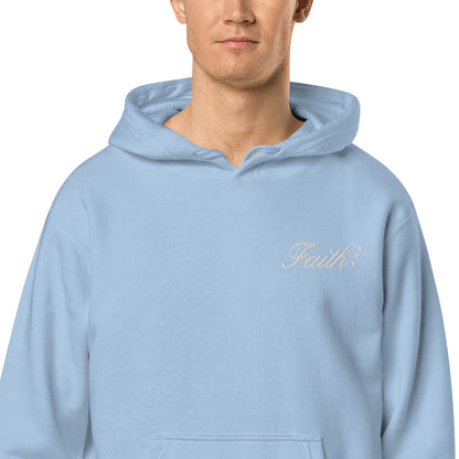 Embroidered Holy Trinity "Faith" Set Unisex Pigment Dyed Hoodie - Faith, Can Apparel