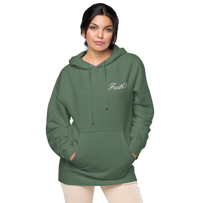 Embroidered Holy Trinity "Faith" Set Unisex Pigment Dyed Hoodie - Faith, Can Apparel