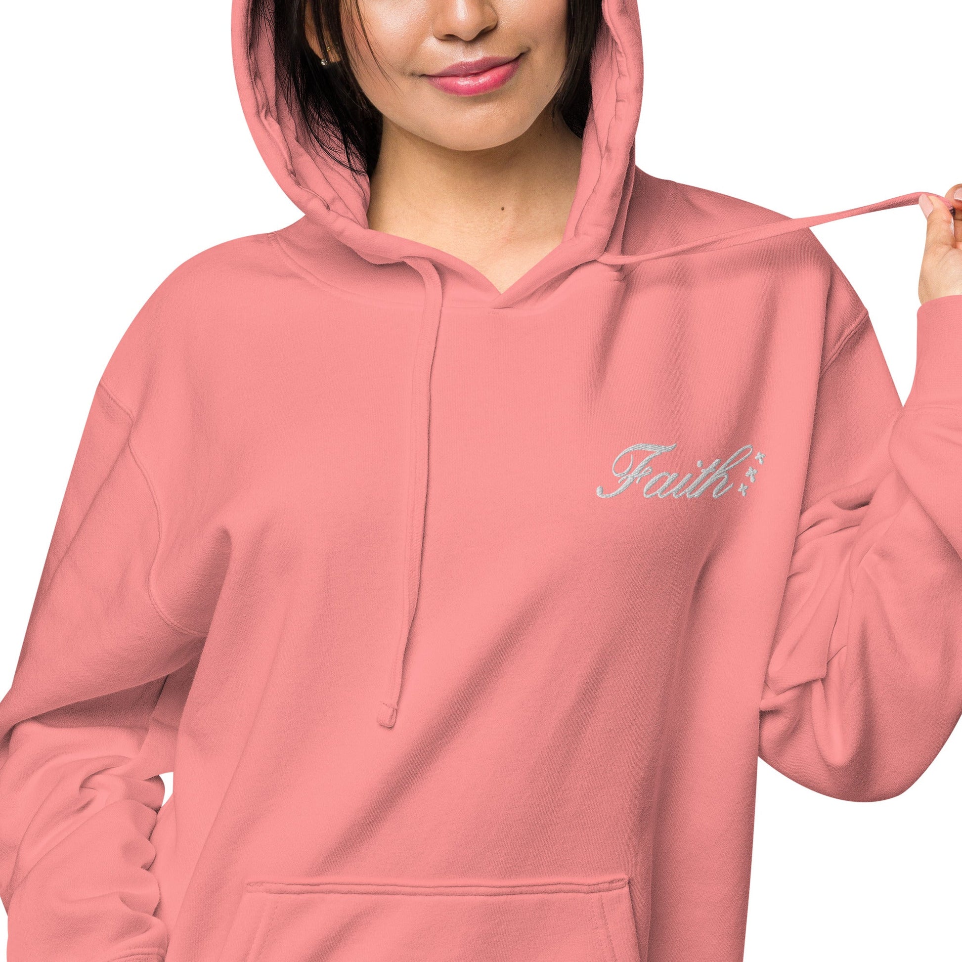 Embroidered Holy Trinity "Faith" Set Unisex Pigment Dyed Hoodie - Faith, Can Apparel