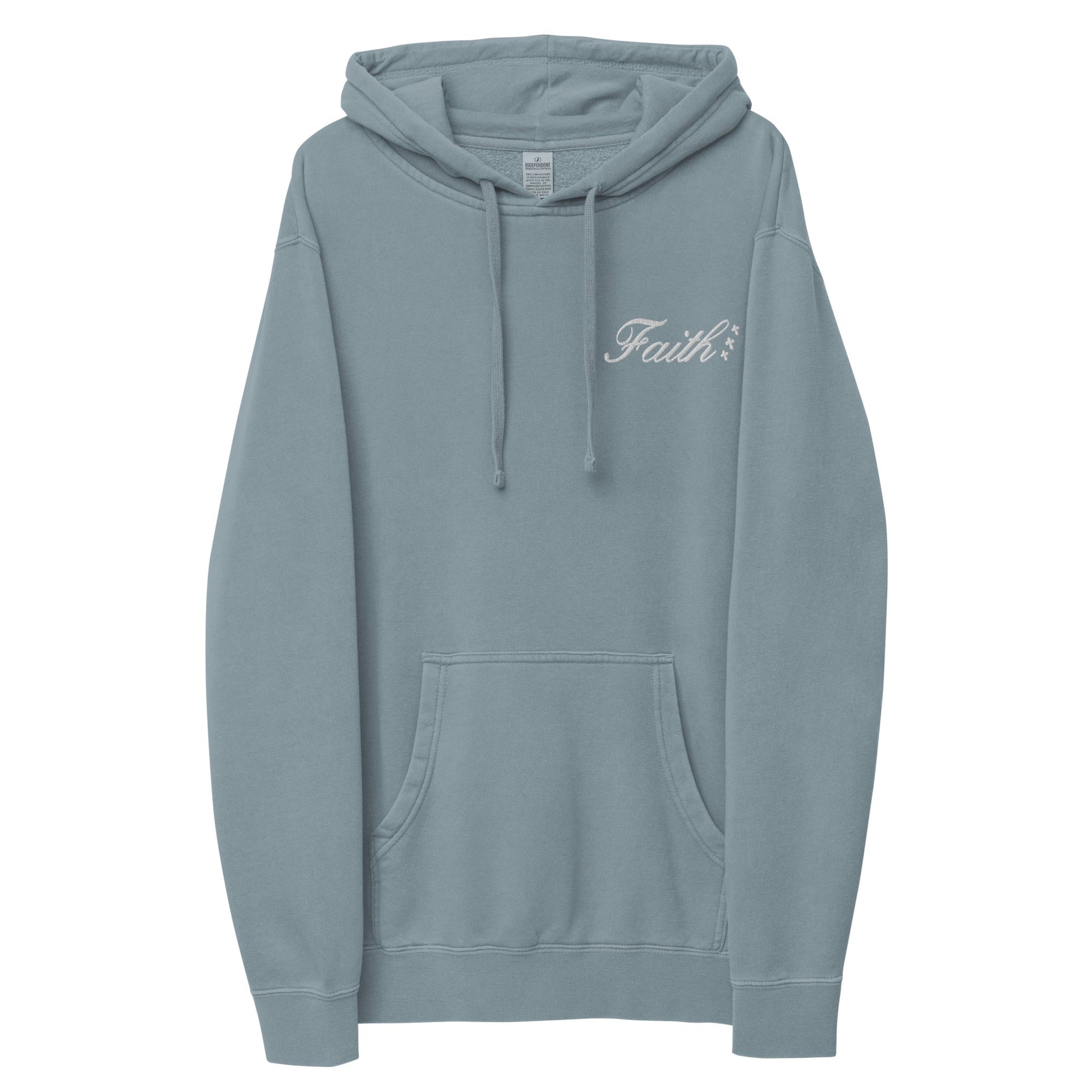 Embroidered Holy Trinity "Faith" Set Unisex Pigment Dyed Hoodie - Faith, Can Apparel