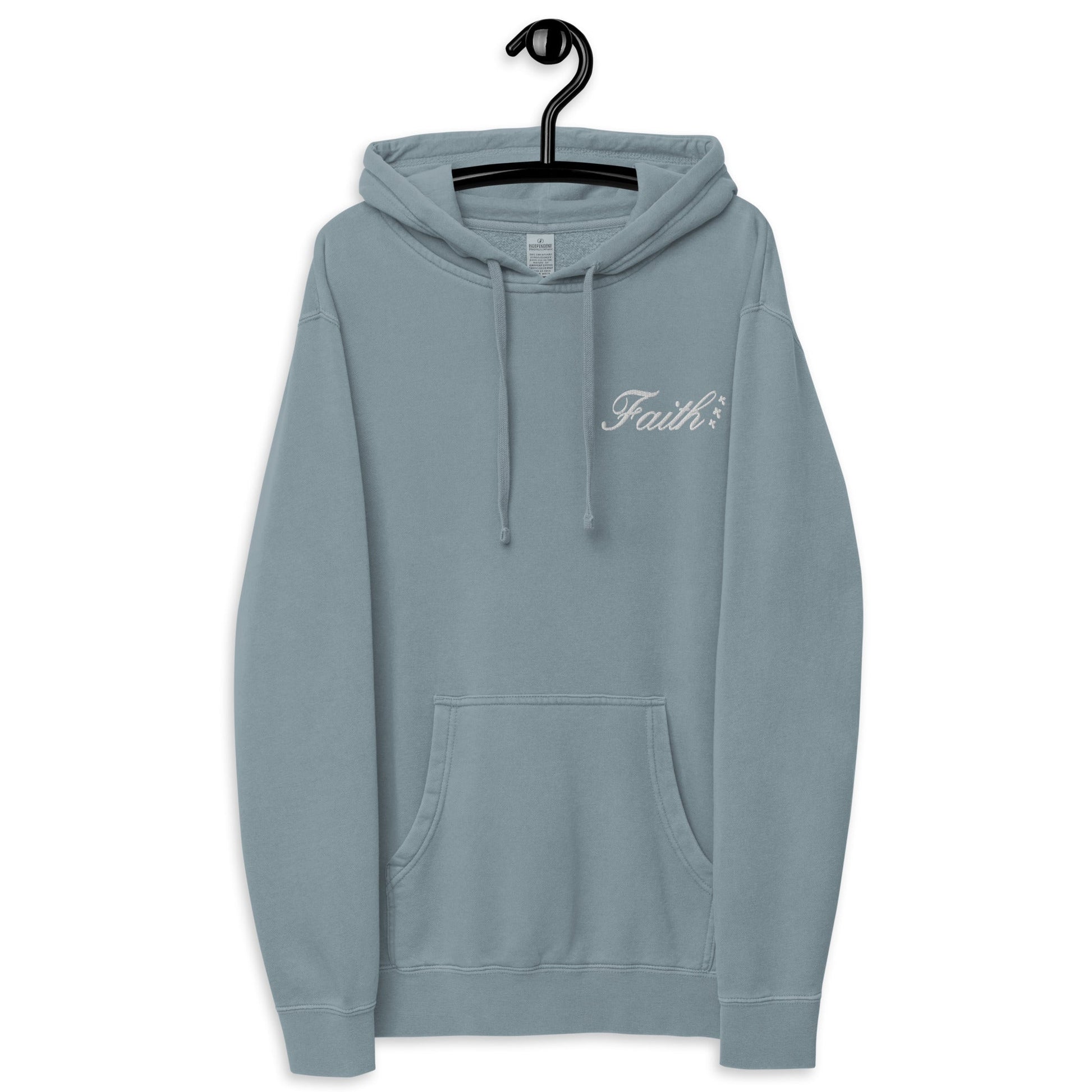 Embroidered Holy Trinity "Faith" Set Unisex Pigment Dyed Hoodie - Faith, Can Apparel