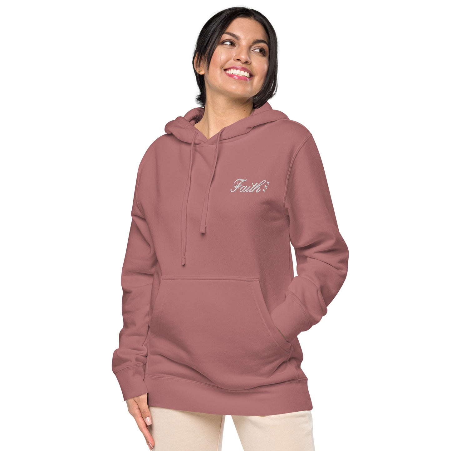 Embroidered Holy Trinity "Faith" Set Unisex Pigment Dyed Hoodie - Faith, Can Apparel