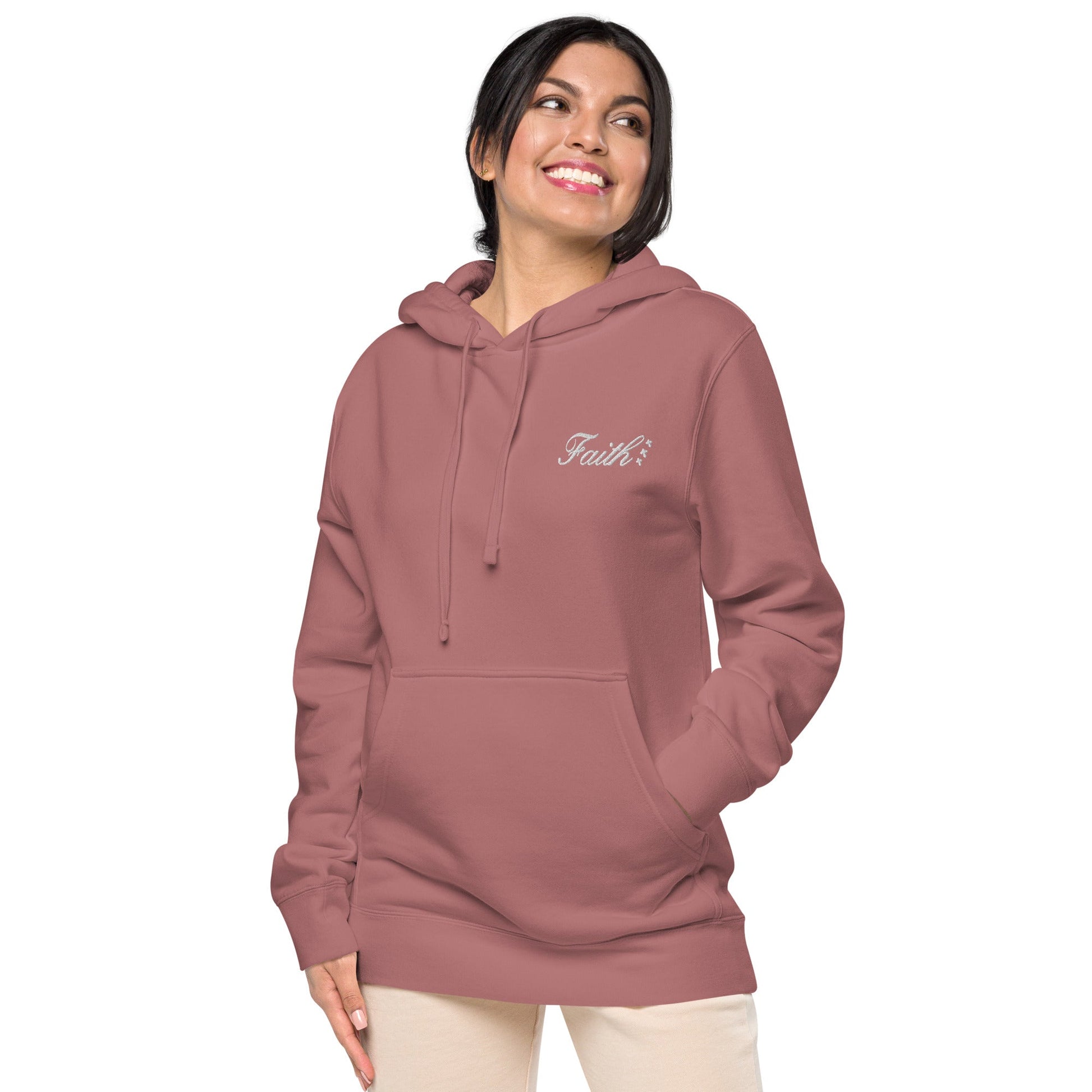 Embroidered Holy Trinity "Faith" Set Unisex Pigment Dyed Hoodie - Faith, Can Apparel