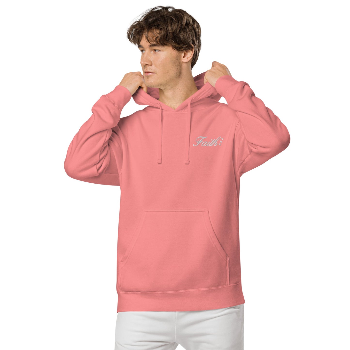 Embroidered Holy Trinity "Faith" Set Unisex Pigment Dyed Hoodie - Faith, Can Apparel
