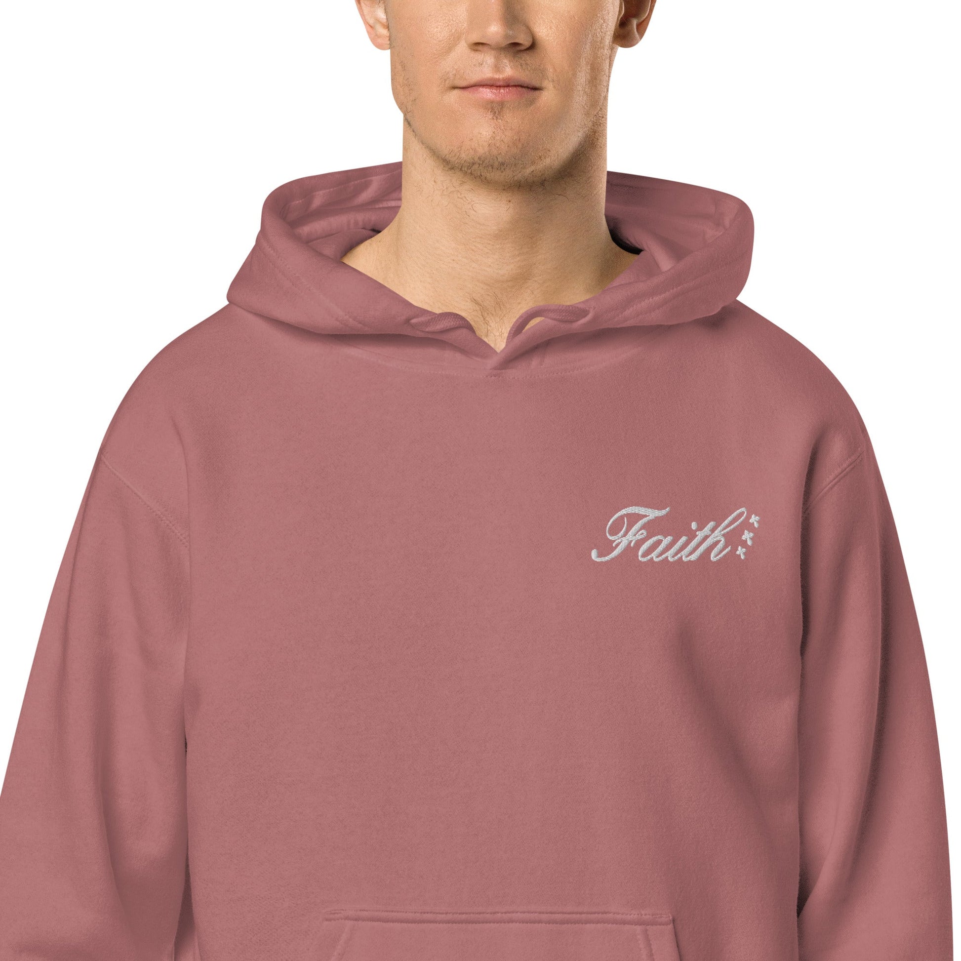 Embroidered Holy Trinity "Faith" Set Unisex Pigment Dyed Hoodie - Faith, Can Apparel