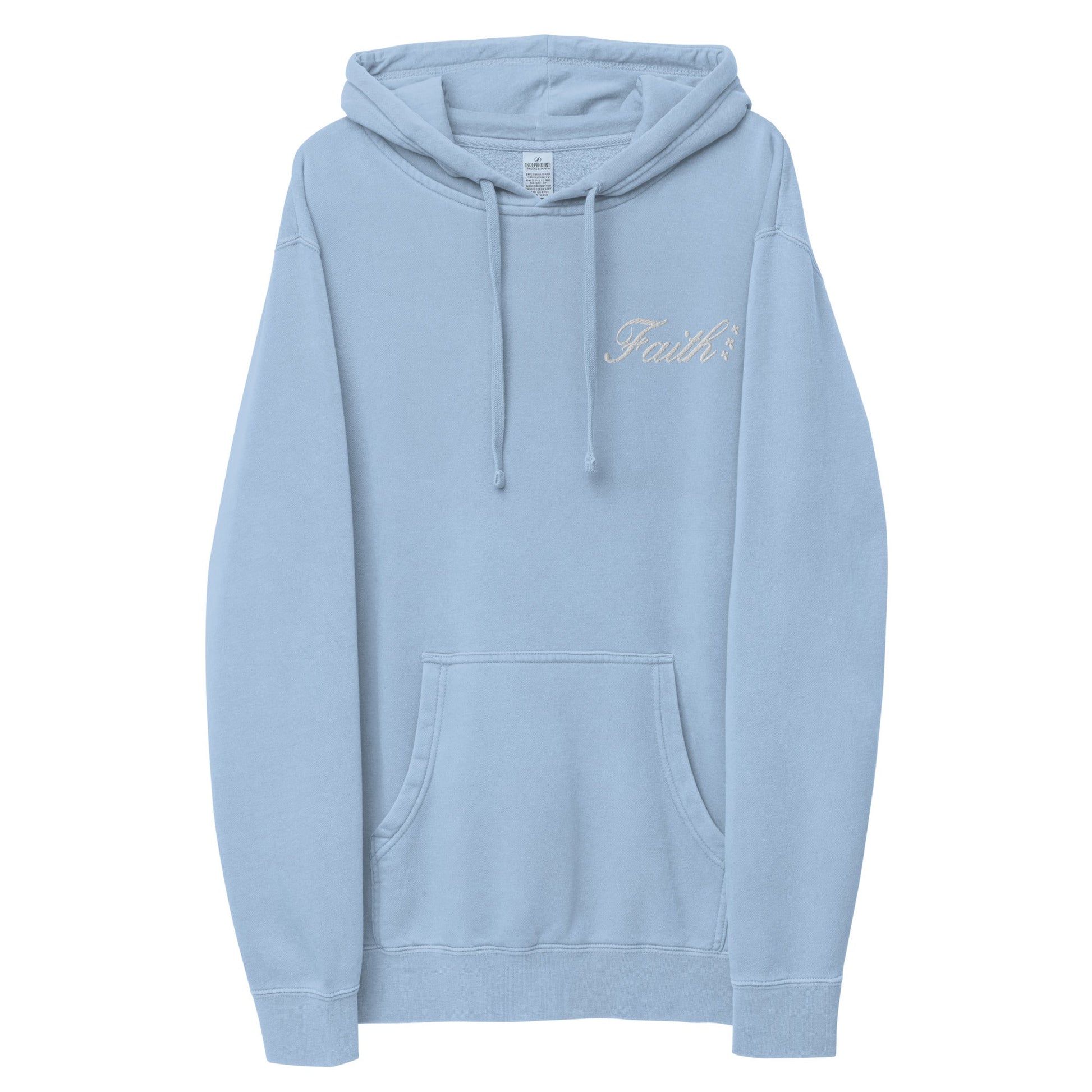 Embroidered Holy Trinity "Faith" Set Unisex Pigment Dyed Hoodie - Faith, Can Apparel