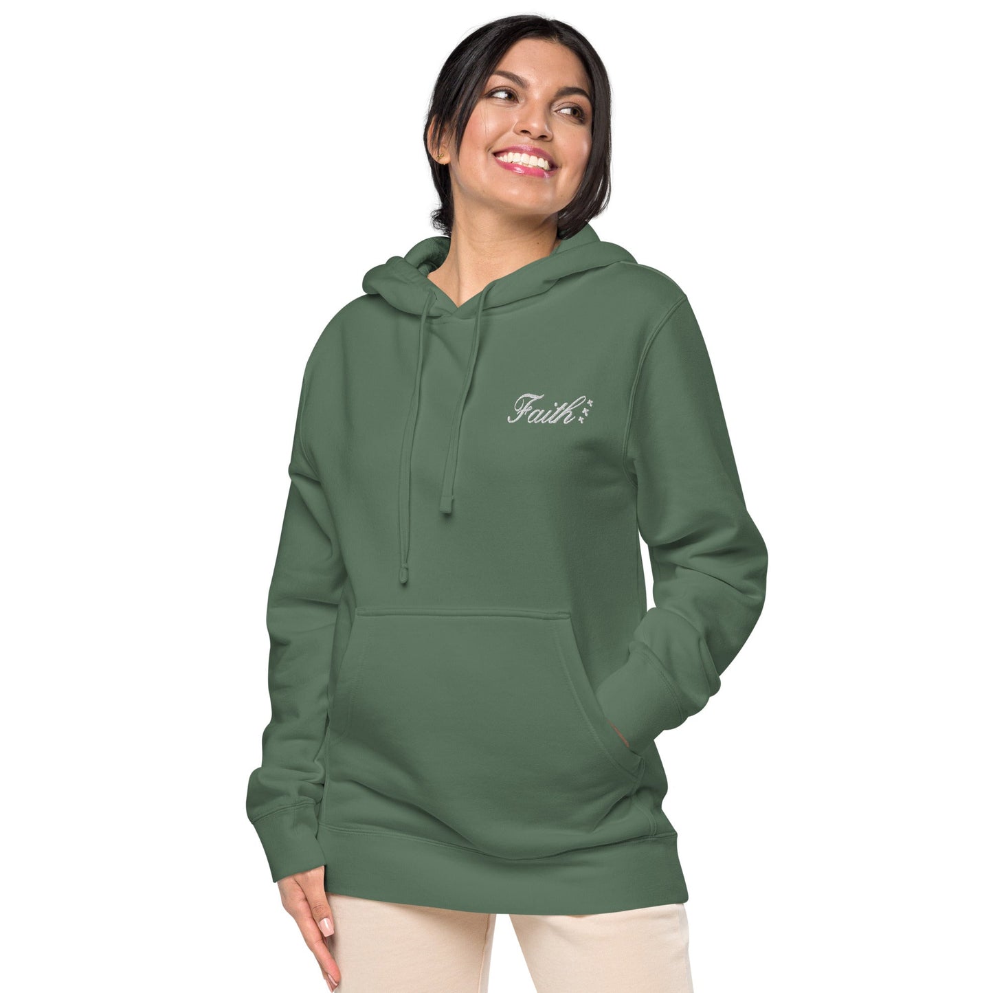 Embroidered Holy Trinity "Faith" Set Unisex Pigment Dyed Hoodie - Faith, Can Apparel