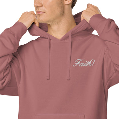 Embroidered Holy Trinity "Faith" Set Unisex Pigment Dyed Hoodie - Faith, Can Apparel