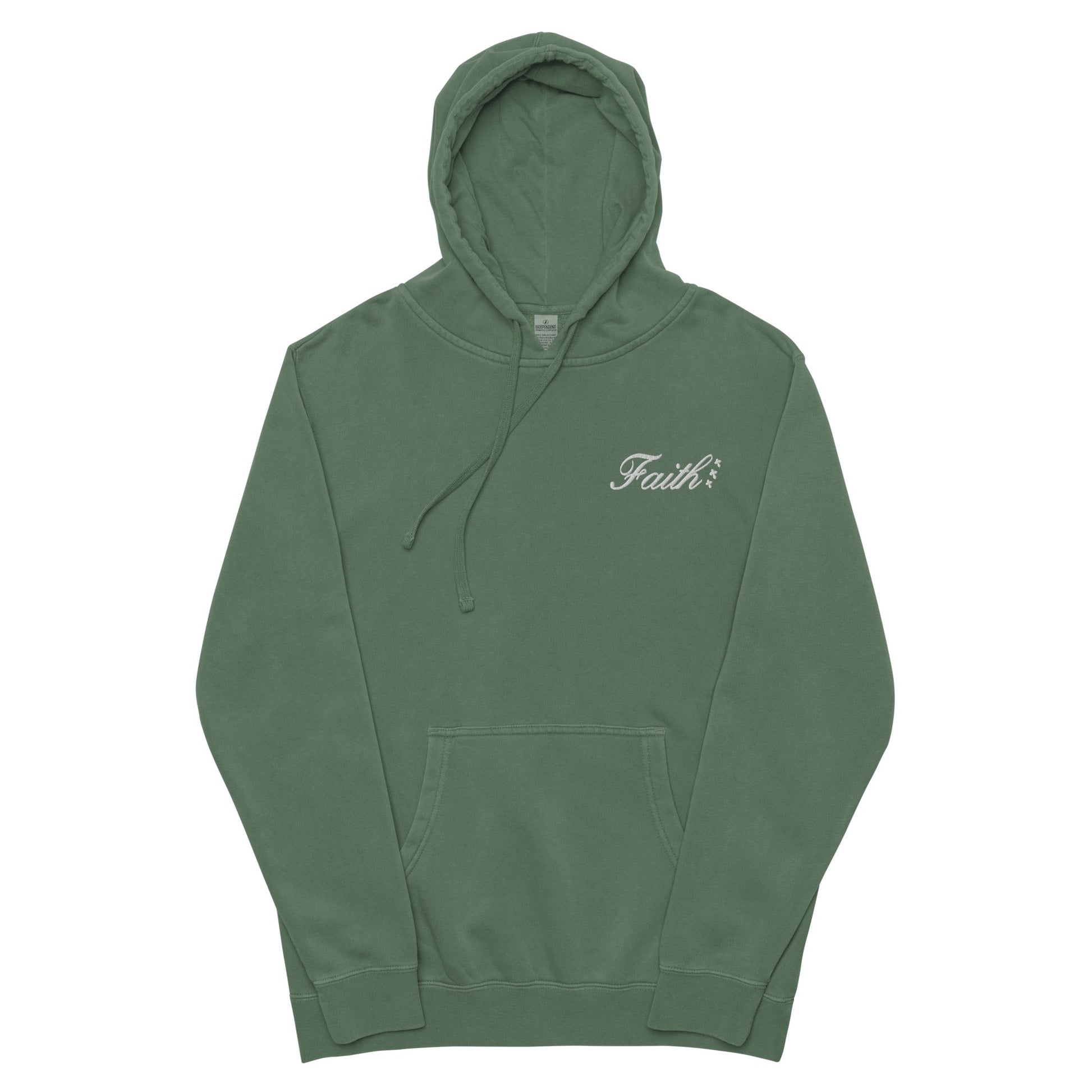 Embroidered Holy Trinity "Faith" Set Unisex Pigment Dyed Hoodie - Faith, Can Apparel