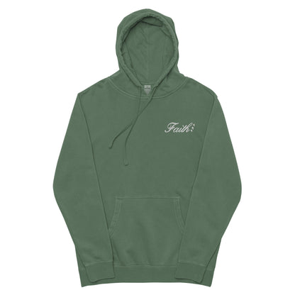 Embroidered Holy Trinity "Faith" Set Unisex Pigment Dyed Hoodie - Faith, Can Apparel