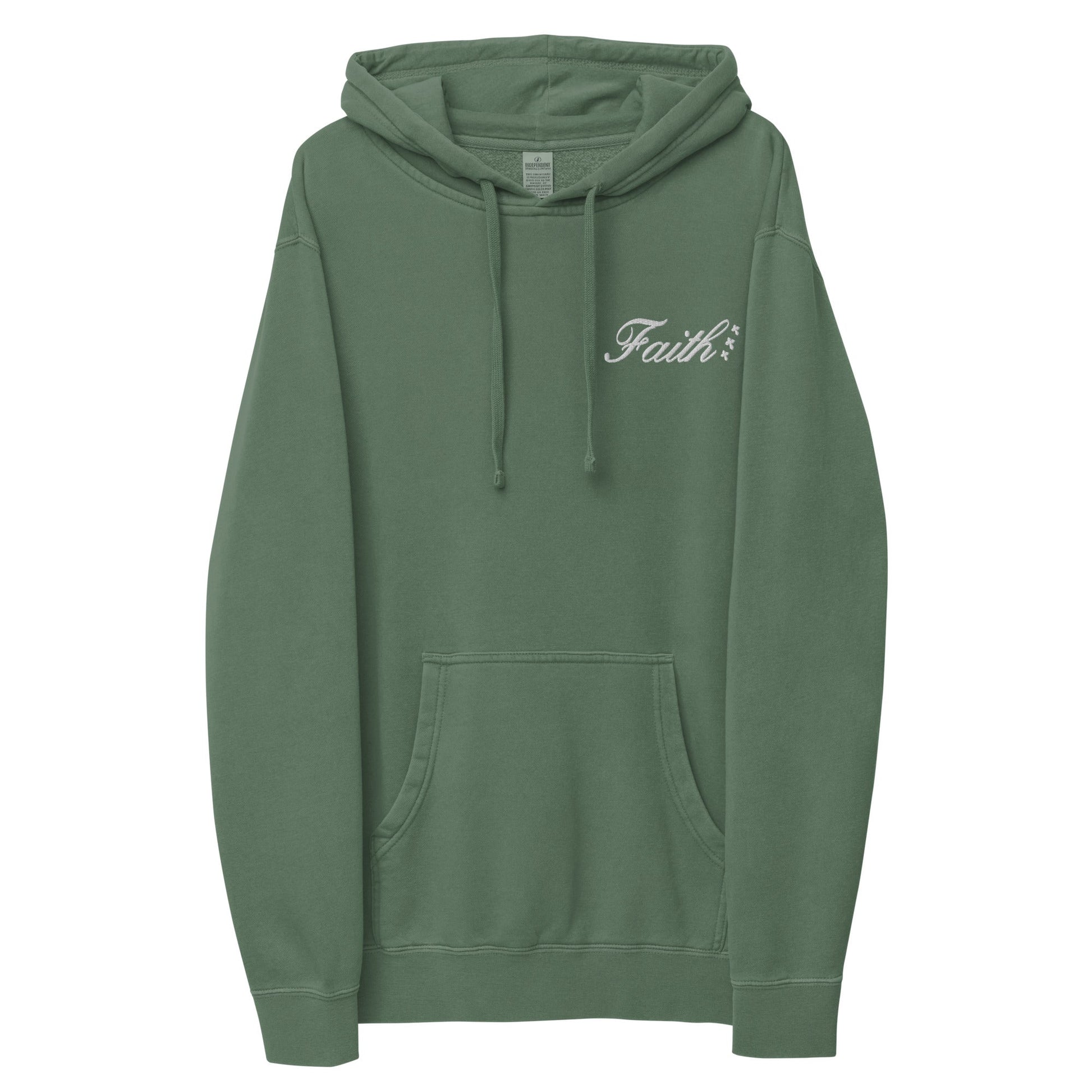 Embroidered Holy Trinity "Faith" Set Unisex Pigment Dyed Hoodie - Faith, Can Apparel