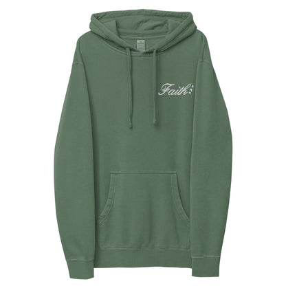 Embroidered Holy Trinity "Faith" Set Unisex Pigment Dyed Hoodie - Faith, Can Apparel